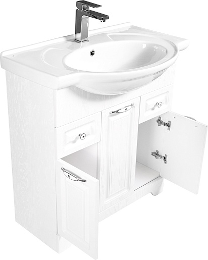 Stella Polare Тумба с раковиной Кармела 75 люкс белое серебро – картинка-7